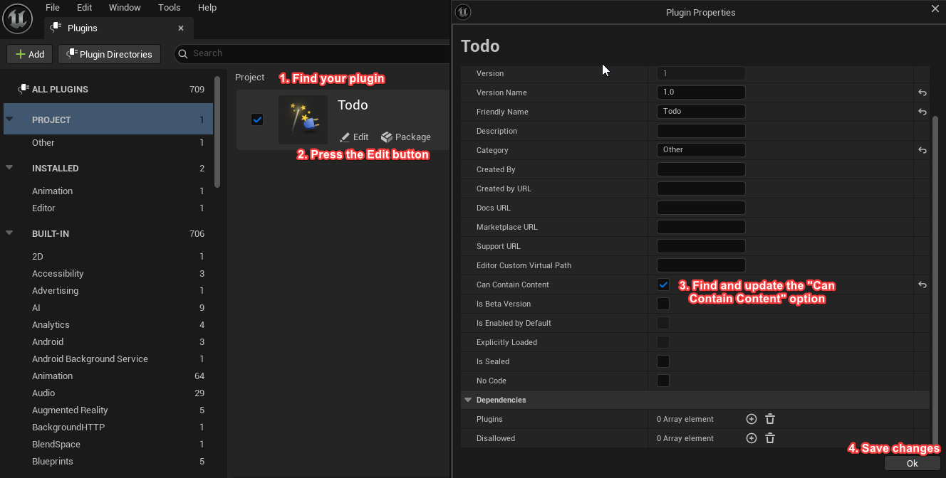 Enabling Can Contain Content for the plugin