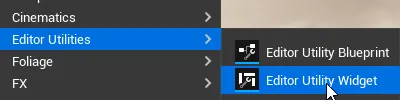 Creating a new Editor Utility Widget in the plugin content folder