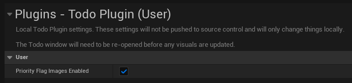 Todo Plugin (User) settings in Project Settings