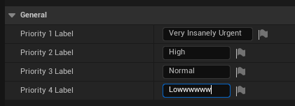 Setting the priority level names in the plugin settings