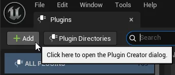 Creating a new plugin using the Add button