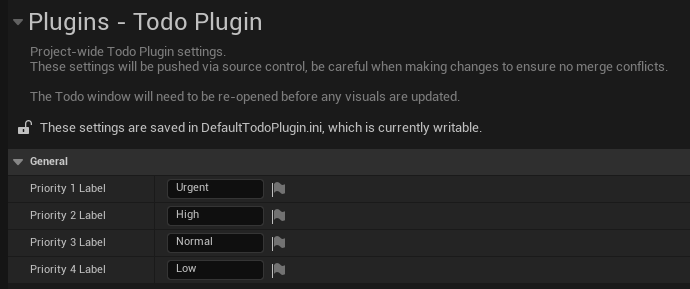 Todo Plugin settings in Project Settings